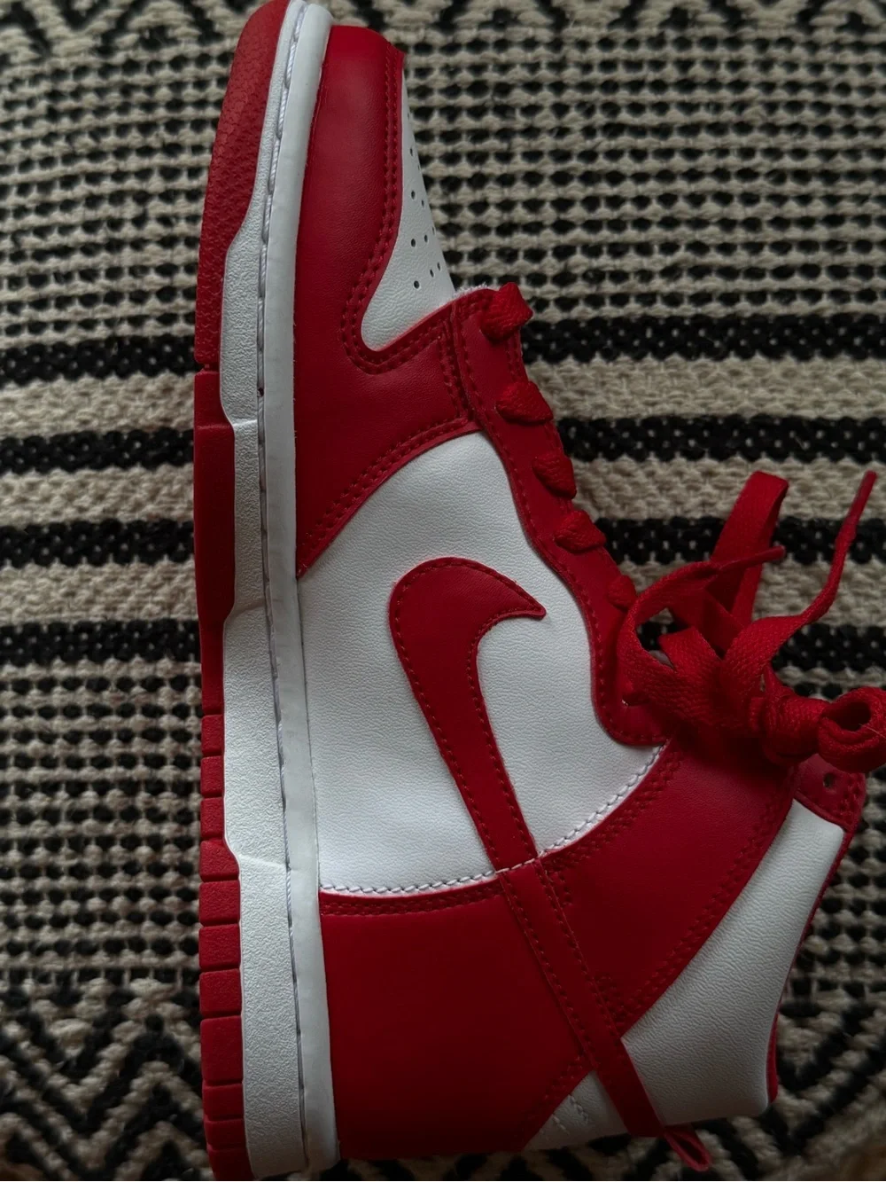 Nike Red and White High-Top Sneaker